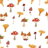 setas de patrones sin fisuras. fondo del bosque cosecha de otoño, comida saludable. perfecto para impresión, textiles, papel de regalo. ilustraciones vectoriales vector
