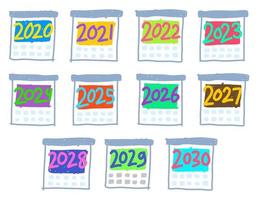 Year Calendars with hand drawn style vector