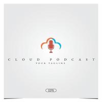 Simple Mic Microphone with cloud for Podcast Radio Recording logo premium elegant template vector eps 10