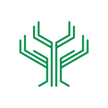 Circuit Chip Digital Artificial Intelligence with Tree Line Art Logo Design Vector