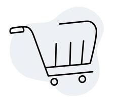 Grocery shopping cart hand-drawn doodle Vector illustration