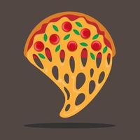 Cartoon Pizza slices with dripping cheese. Vector Illustration.