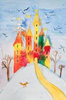 watercolor diy kids paint castle photo