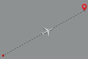 Líneas punteadas de la ruta del avión. vector