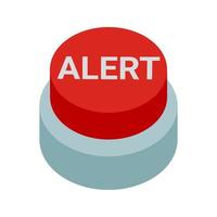 red alert button vector isolated on white background.