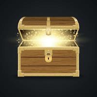 Opened realistic wooden chest vector