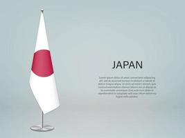 Japan hanging flag on stand. Template forconference banner vector