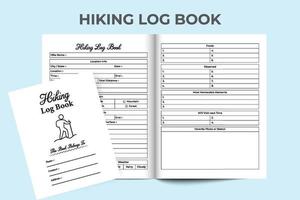 Hiking tracker notebook. Hiking location and other information checker journal. Interior of a logbook. Tour and Travel information planner notebook template. Trail tracker logbook. vector