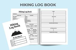 Hiking log book interior. Tour and Travel information tracker notebook template. Interior of a journal. Trail location and environment information checker logbook. Hiking tracker notebook. vector