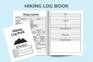 Hiking log book interior. Tour and Travel information tracker notebook template. Interior of a journal. Trail location and environment information checker logbook. Hiking tracker notebook. vector