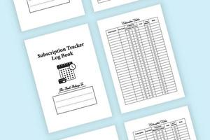 Subscription planner journal. Monthly subscription expense tracker logbook. Interior of a notebook. Personal subscription info planner logbook template. Subscription tracker interior. vector