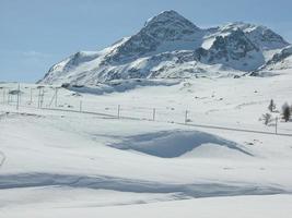 Piz Bernina range of mountains in Swiss Rethic Alps in Canton Gr photo