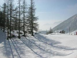 Piz Bernina range of mountains in Swiss Rethic Alps in Canton Gr photo