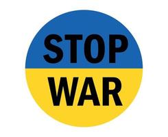 Stop War In Ukraine Flag Emblem Abstract Symbol Vector Illustration Black