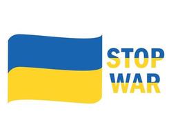 Stop War In Ukraine And Ribbon Flag Emblem Abstract Symbol Vector Illustration