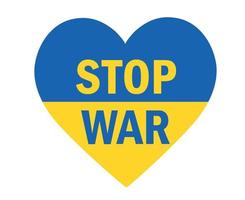 Stop War In Ukraine Flag Heart Emblem Abstract Symbol Vector Illustration