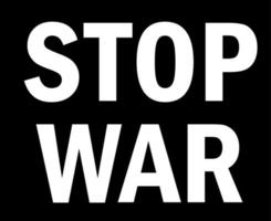 Stop War In Ukraine White Abstract Symbol Vector Illustration With Black Background