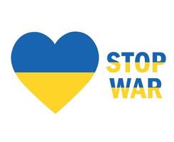 Stop War In Ukraine And Heart Flag Emblem Abstract Symbol Vector Illustration