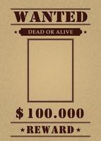 vintage wanted poster template . Vector illustration