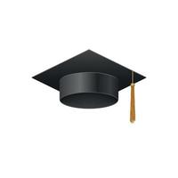 3d realistic Graduation university black cap. vector