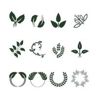 Leaf Logo with Wreath Icon Emblem or leaves pack icons vector