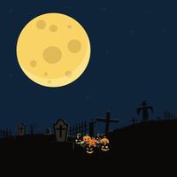 Pumpkins at the tomb graphic design vector illustration. Halloween series