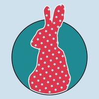 Rabbit silhouette with stars pattern vector illustration