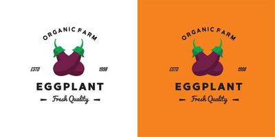 ILLUSTRATION VECTOR GRAPHIC OF PURPLE FRESH EGGPLANT GOOD FOR EGGPLANT VINTAGE LOGO BEST QUALITY ORGANIC FARM RETAIL GROCERIES