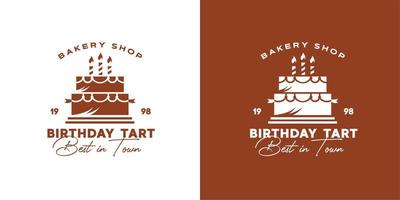 illustration vector graphic of birthday cake tart vintage logo good for bakery shop logo