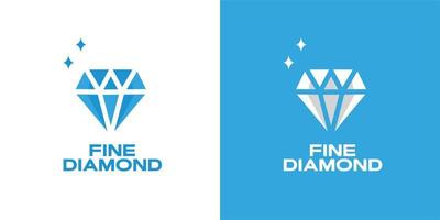 illustration vector graphic of blue fine diamond vintage logo good for jewelry shop