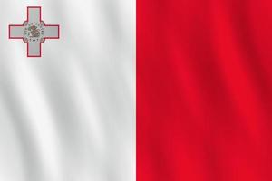 bandera de malta con efecto ondeante, proporción oficial. vector