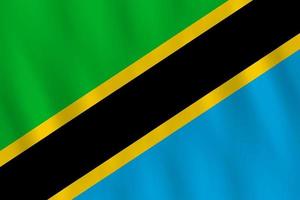 bandera de tanzania con efecto ondeante, proporción oficial. vector