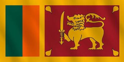 bandera de sri lanka con efecto ondeante, proporción oficial. vector