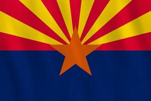 Arizona US state flag with waving effect, official proportion. vector