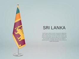 Sri Lanka hanging flag on stand. Template forconference banner vector