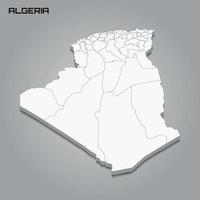 Mapa 3D con fronteras de regiones. vector