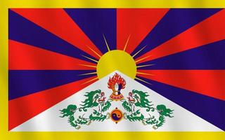 bandera tibetana con efecto ondeante, proporción oficial. vector