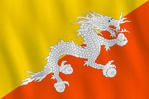 Bhutan flag with waving effect, official proportion. vector