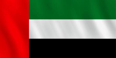 bandera de los emiratos árabes unidos con efecto ondeante, proporción oficial. vector