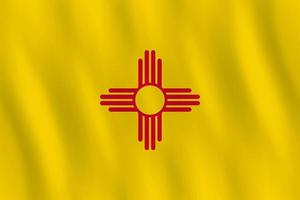 New Mexico US state flag with waving effect, official proportion. vector