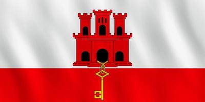 Gibraltar flag with waving effect, official proportion. vector