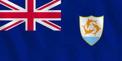 Anguilla flag with waving effect, official proportion. vector