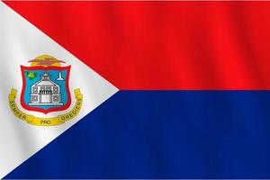 Sint Maarten flag with waving effect, official proportion. vector