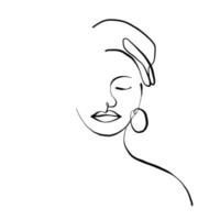 dibujo de línea de cara de mujer y rostro de mujer minimalista abstracto moderno. Diferentes formas para la decoración de paredes. uso para historias de redes sociales, logotipos de belleza, afiches. diseño vectorial vector