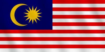 Malaysia flag with waving effect, official proportion. vector