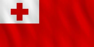 Tonga flag with waving effect, official proportion. vector