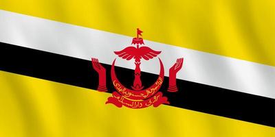 Brunei flag with waving effect, official proportion. vector