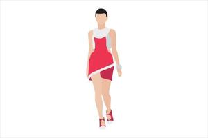 Vector illustration of elegant women walking on the sidewalk