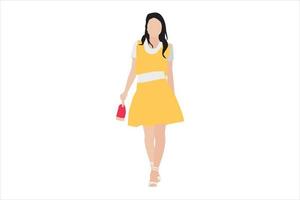 Vector illustration of elegant women walking on the sidewalk