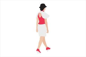 Vector illustration of elegant women walking on the sidewalk